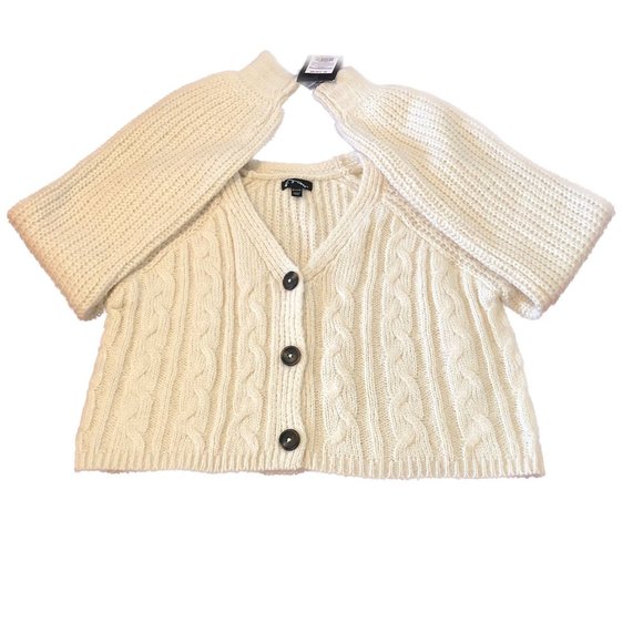 Art Class Girl Cream Cropped Cardigan Sweater Size XL (14-16) - Picture 1 of 11